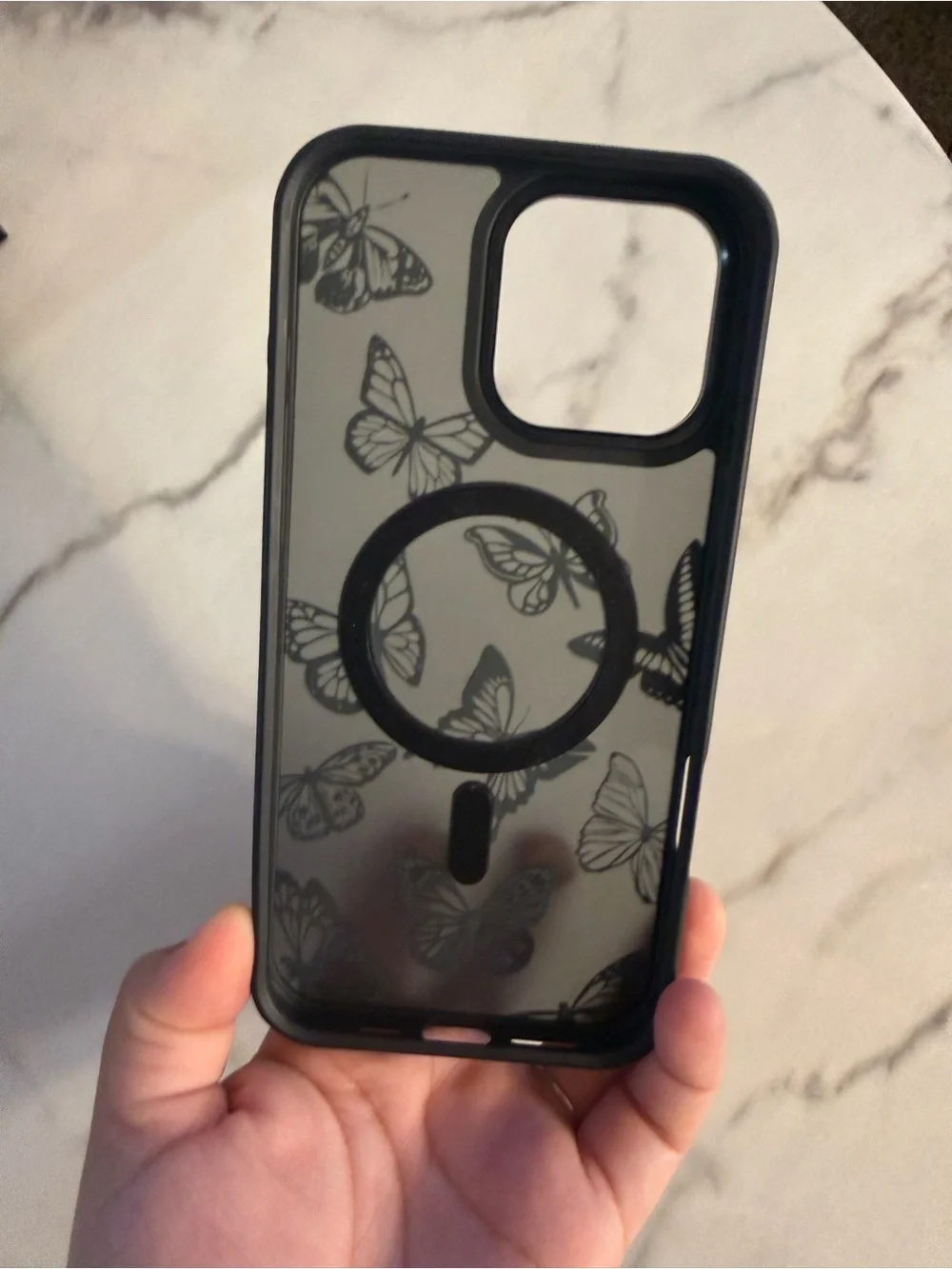 Black Butterfly Ring Grip Phone Case - Unbranded